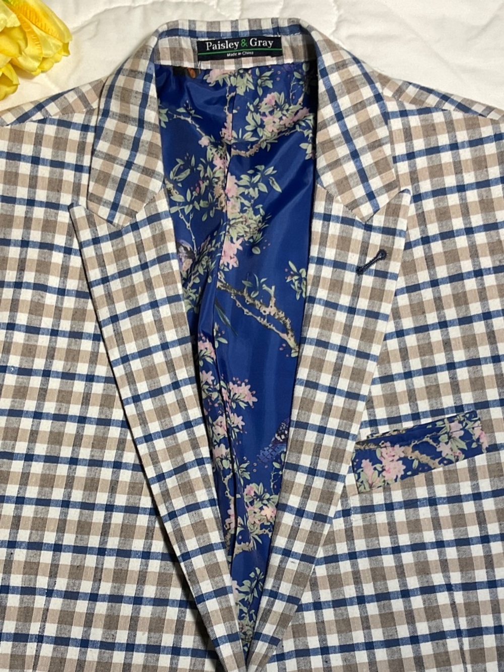 Paisley & Gray Blue and Brown Plaid Sport Coat